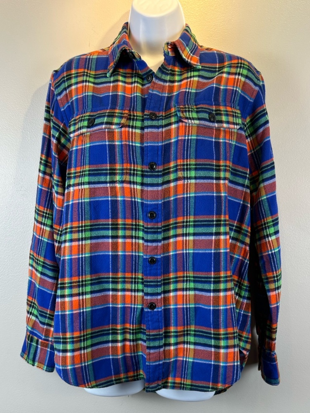 Polo Ralph Lauren Flannel Camp Work Shirt Womens M Plaid Long Sleeve Button Down